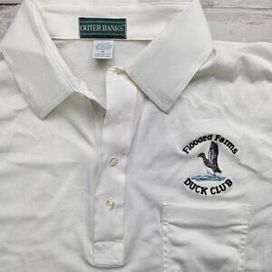 Vintage FLOODED FARMS DUCK CLUB Embroidered Polo Golf Shirt Men's XL